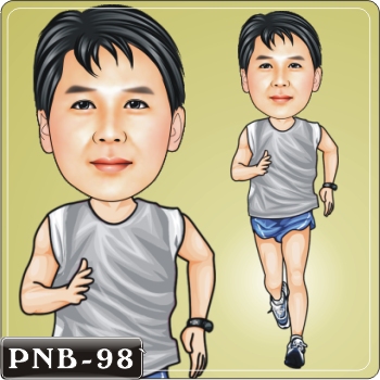 男生人像Q版漫畫PNB-98 慢跑Q版畫